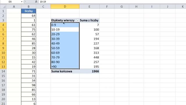 Excel - Liczenie liczb w przedziałach - Tabele przestawne - widzowie #23 смотреть онлайн
