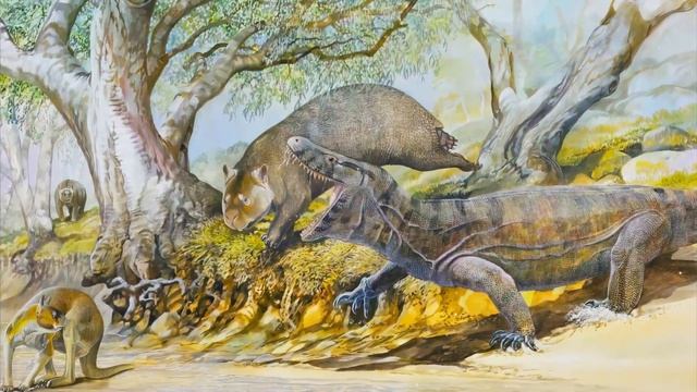 Мегалания. Гигантский варан плейстоцена. Вымершее животное. Видео про животных
