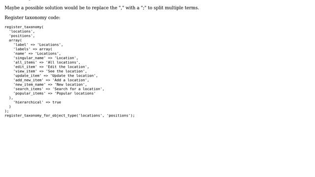Allow comma in custom WordPress taxonomy смотреть онлайн