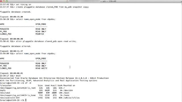 Snapshot clone of a PDB using ACFS смотреть онлайн