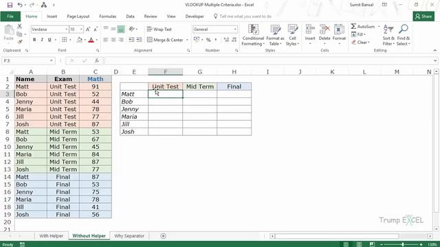 Using Excel VLOOKUP Function with Multiple Criteria (Multiple Cells) смотреть онлайн