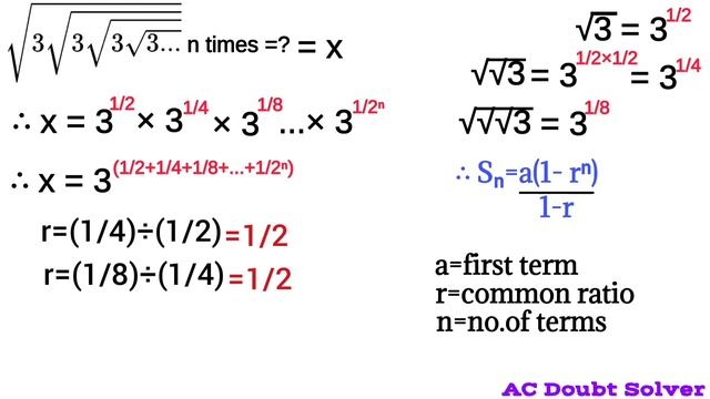 √3√3√3... n times? under root of 3 root of 3 upto n times#acdoubtsolver#squareroot under root3 root смотреть онлайн