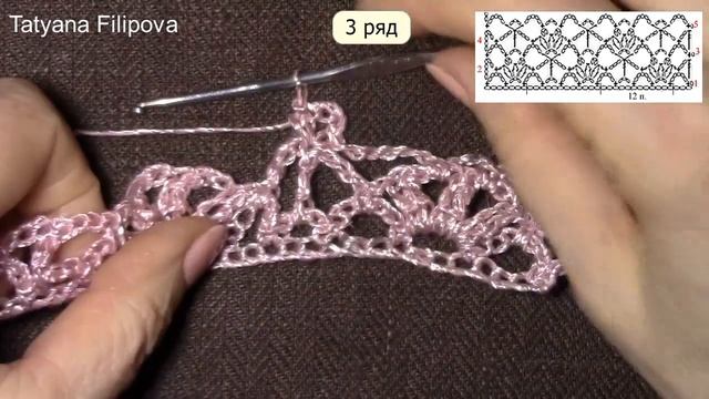 Ажурный узор для палантина. Вяжем по схеме