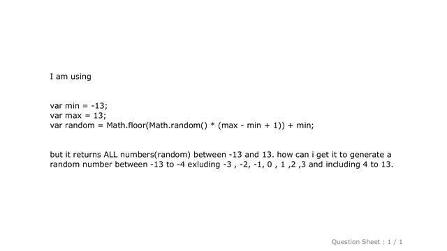 jQuery : javascript/jquery random number between -13 and 13 excluding numbers between -3 and 3 смотреть онлайн