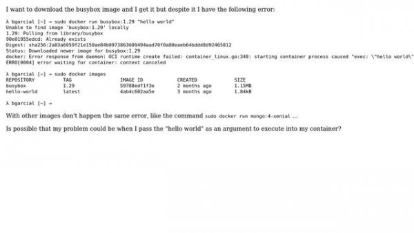 Downloaded newer image - docker: Error response from daemon: OCI runtime create failed:...