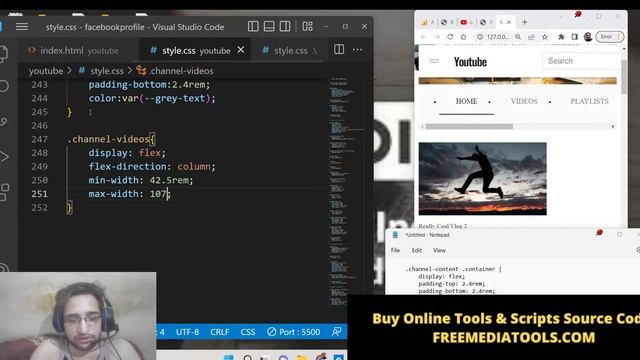 Build a Youtube Channel Responsive Layout Page UI Clone Using CSS Grid & Flexbox in HTML5 смотреть онлайн