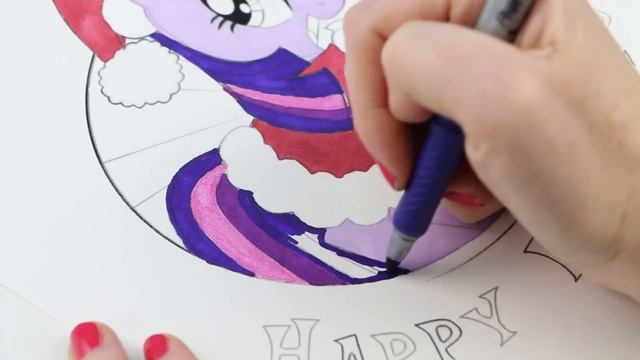 My Little Pony Twilight Sparkle HAPPY HOLIDAYS Speed Coloring Book Page with Markers смотреть онлайн