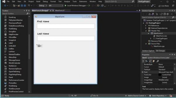 Create Your First C++ Windows Form using Microsoft Visual Studio 2022