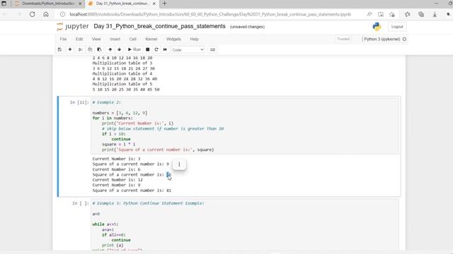 Day 31 Python break continue pass statements | Nested break loops | Nested continue loops смотреть онлайн