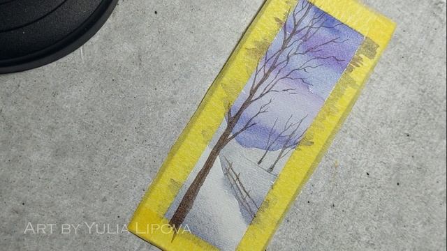 Красивый зимний пейзаж акварелью Dreamer. Winter landscape in watercolor смотреть онлайн