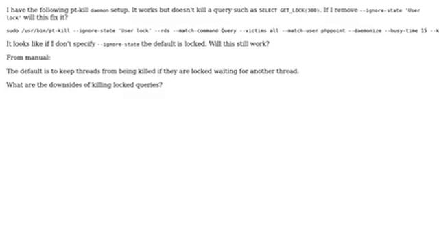 percona toolkit pt-kill command --ignore-state flag смотреть онлайн
