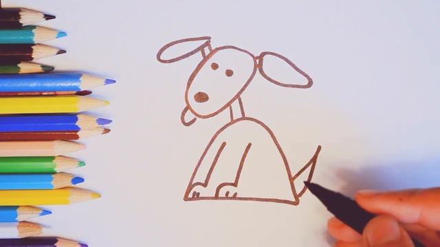 Как нарисовать собачку. Рисование собачки для малышей смотреть онлайн