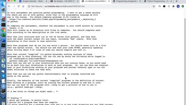 CS 458 558 Fall 2020 - h1 getting started, python programming смотреть онлайн