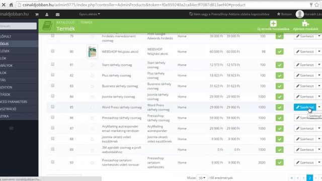 Prestashop Készítés 13  Kezdőlap Formazás (widgetek)