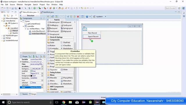 Advance Java Menu Bar Menu Item & Separator Eclipse. смотреть онлайн