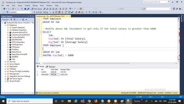 SQL Server Aggregate MIN MAX HAVING ROLLUP смотреть онлайн