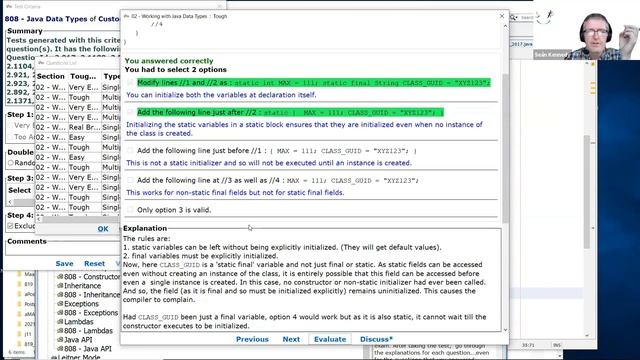 Correctly initializing static variables. (enthuware.ocajp.i.v8.2.1243) смотреть онлайн