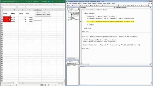 140. Excel-VBA: Tabelle nach Zellfarbe filtern und Filter-Ergebnis schnellstmöglich ablegen смотреть онлайн