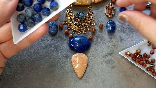 Комплект украшений "Лазурь" | Собираем украшения вместе! | Как сочетать агат и лазурит. смотреть онлайн