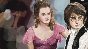 Рисую кадр из фильма «Гарри Поттер и Кубок Огня» ?? Гарри и Гермиона на балу ?
