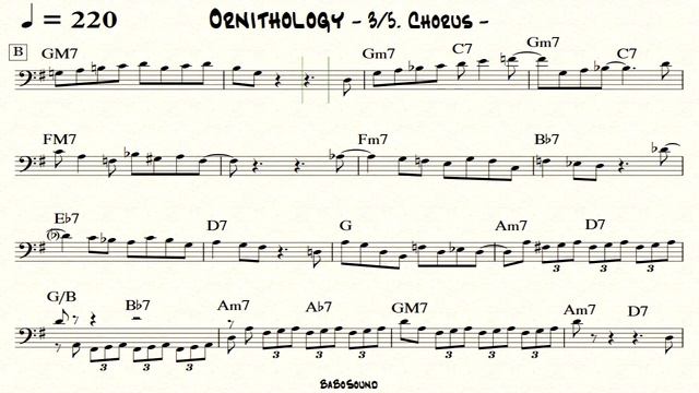 Ornithology / Backing Track (For Bass) / Drum & Piano & Melody With Bass Clef смотреть онлайн