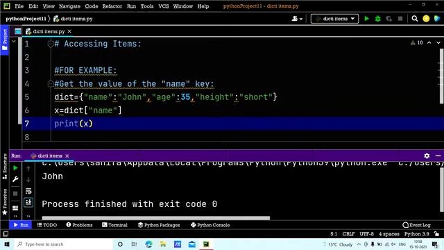 Access Dictionary Items in Python || Part-52 || Python Tutorial For Beginners смотреть онлайн