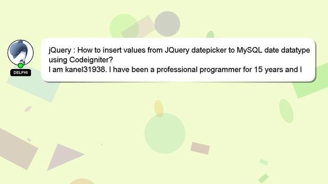 jQuery : How to insert values from JQuery datepicker to MySQL date datatype using Codeigniter? смотреть онлайн