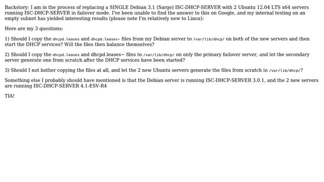 Ubuntu: Question regarding the dhcpd.leases file for ISC-DHCP-SERVER (Ubuntu 12.04 LTS x64) смотреть онлайн