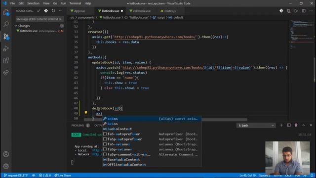 تعلم REST API ببساطة - مشروع Axios مع Vue js - طلب DELETE لحذف كتاب (7/7) смотреть онлайн