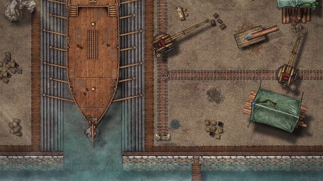Ship Dock TTRPG Battle Map - Ship being repaired #dnd #battlemaps #pathfinder смотреть онлайн