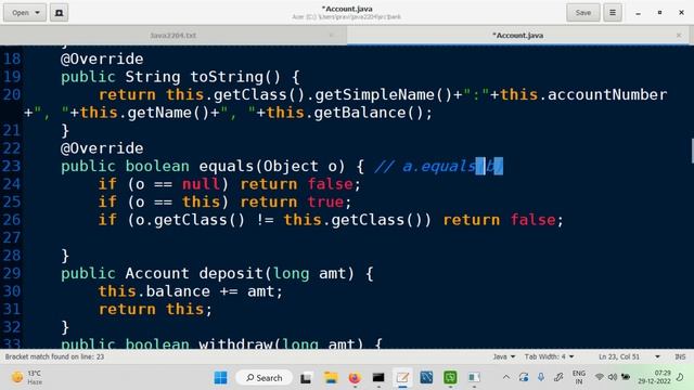 Demo - Overriding Methods Of The Object Class