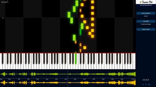 Bach's Toccata and Fugue played with Beeano Midi Player смотреть онлайн