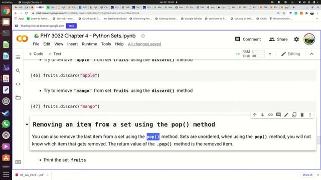 UNZA PHY 3032 Chapter 4 Python Sets 2021 смотреть онлайн