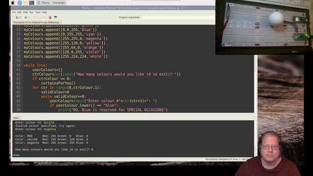 Homework Solution: TopTechBoy Pi Pico, Lesson #15: RGB LED with keyboard as input смотреть онлайн