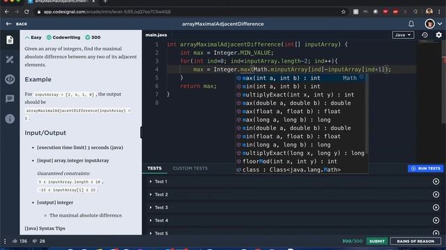 "Array Maximal Adjacent Difference" - Codesignal #20 - JAVA Solution смотреть онлайн