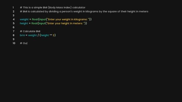 Create a bmi calculator in python смотреть онлайн