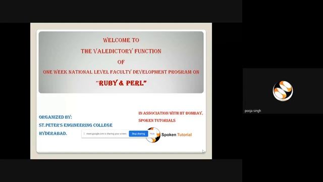 RUBY & PERL National Level One Week FDP - Valedictory Function - St. Peter's Engineering College смотреть онлайн