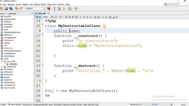 php oops lec 7 destructor смотреть онлайн