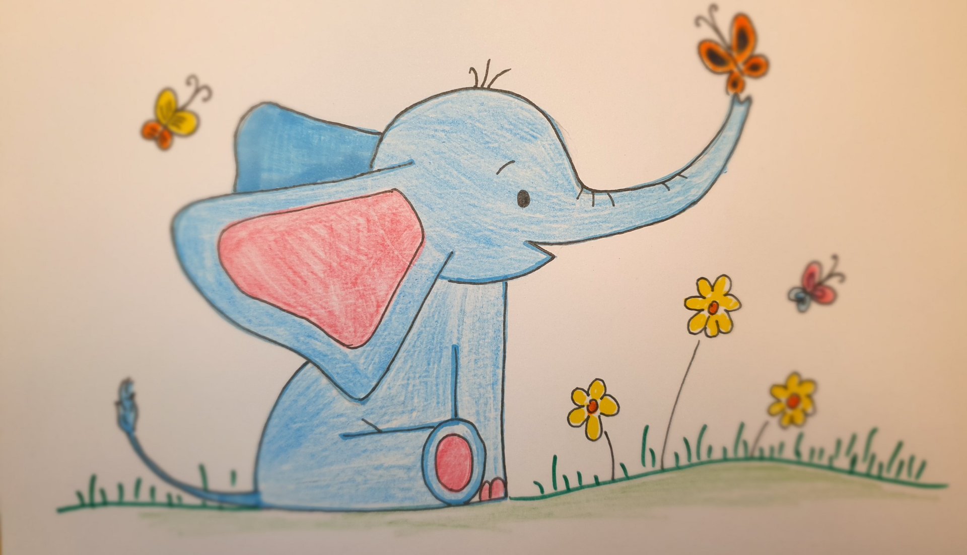 Очень милый Слоник! Простой рисунок!) смотреть онлайн