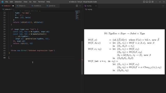 Algorithm W in TypeScript, for Hindley-Milner type inference смотреть онлайн
