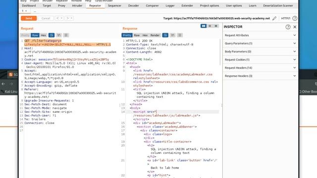 How to hack: SQL INJECTION UNION ATTACK, FINDING A COLUMN CONTAINING TEXT -Burp Suite- SQL Injectio смотреть онлайн