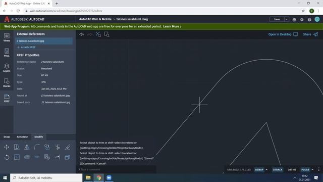 AutoCAD Web App - divu taišņu salaiduma konstruēšana. смотреть онлайн
