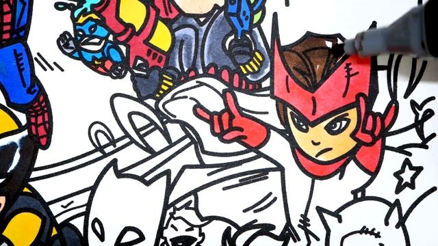 Marvel Superheroes Avengers, X Man, Fantastic 4 Coloring Set смотреть онлайн