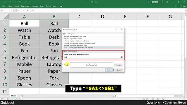 How to Compare Two Columns in Excel and to be Highlighted Differences | Step by Step смотреть онлайн