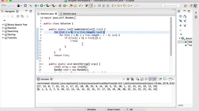 Bubble Sort - Java смотреть онлайн