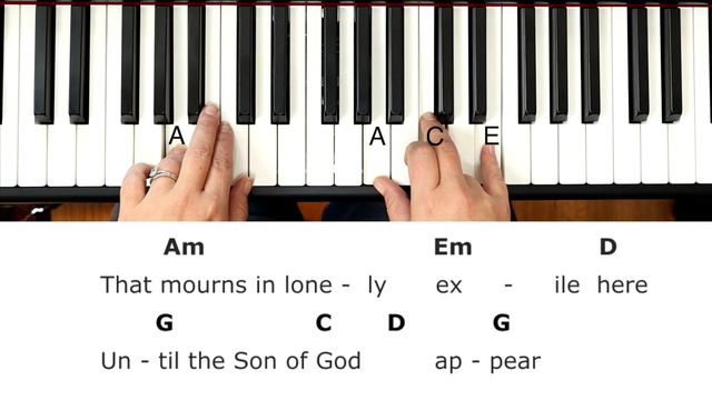 O Come O come Emmanuel (Key of Em)//EASY Piano Tutorial смотреть онлайн