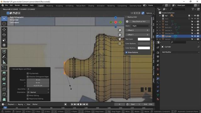 Пушка 18век - урок 4 (Extrude и Inset) в Blender 3d