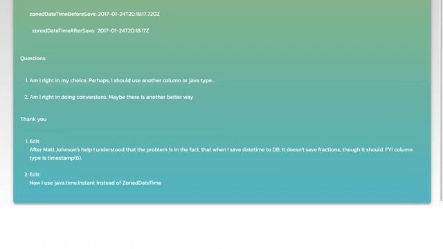 ZonedDateTime persistance to SQL Database смотреть онлайн
