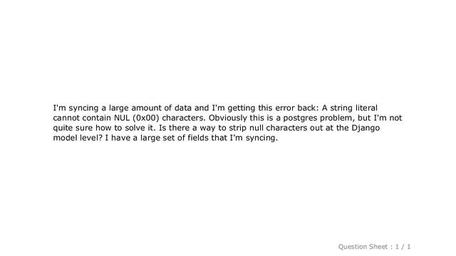 Django : Django + Postgres: A string literal cannot contain NUL (0x00) characters смотреть онлайн