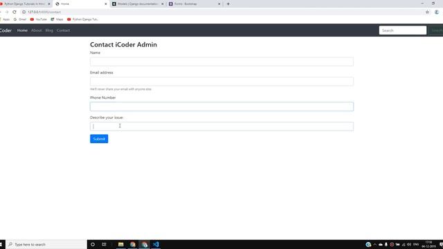 Django 3 Blog: Creating "Contact Us" Model | Python Django Tutorials In Hindi #77 смотреть онлайн